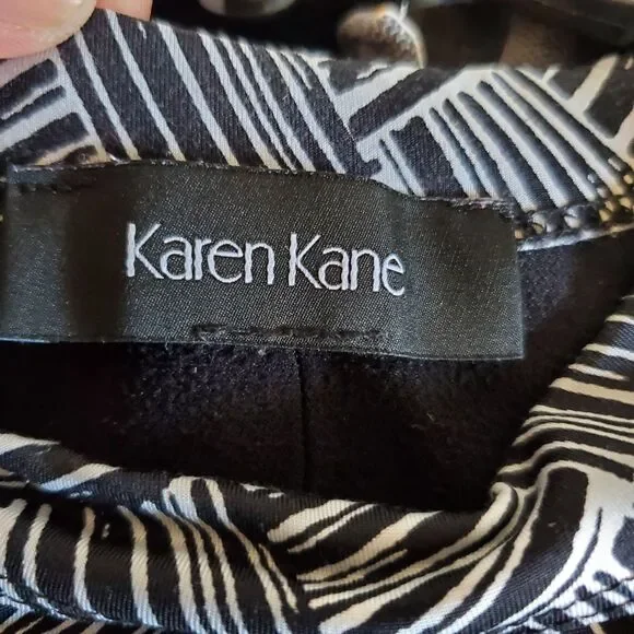Karen Kane Dress‎ Sleeveless Lined Geometric Design Womens Sz M Black And White - Picture 10 of 12